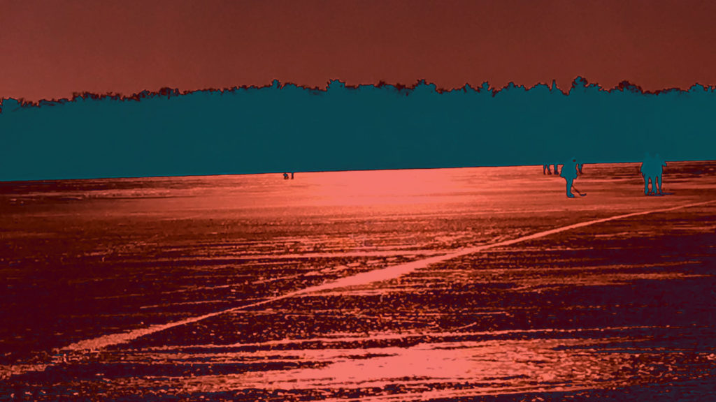 Photoshopped Lake of Ice with Red Overlay