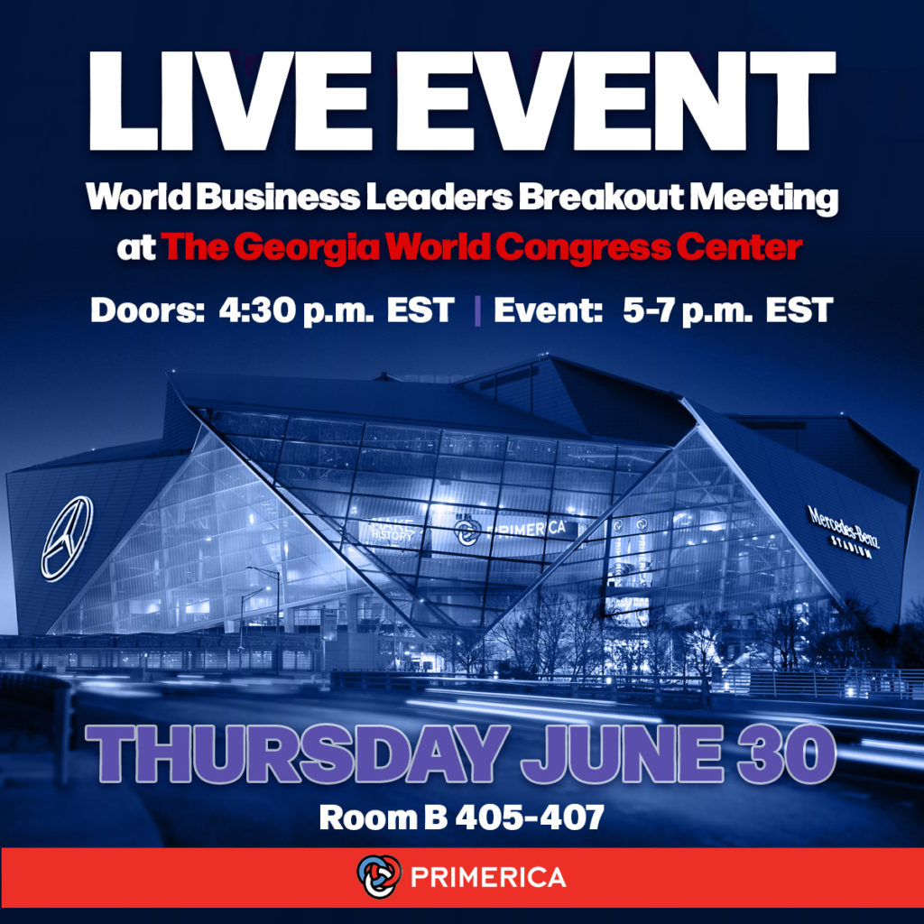 Event Graphic for World Business Leaders annual convention. 

Thursday, June 30

Red and Purple text