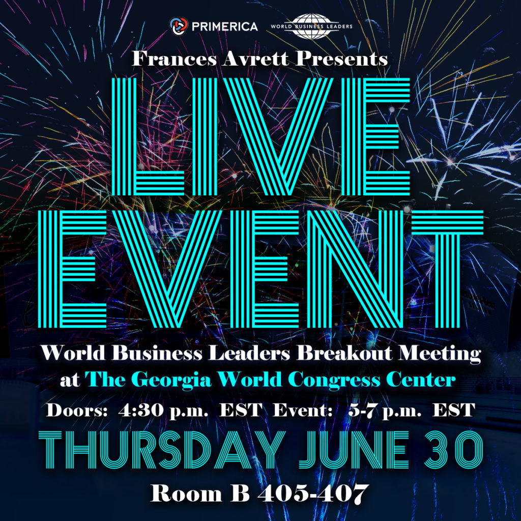 Event Graphic for World Business Leaders annual convention. Thursday, June 30